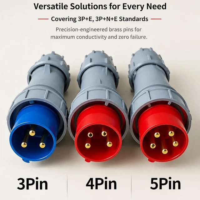 125A CEE Industrial Power Outlet IP67 – 3/4/5 Pin 380V/415V Male Female Connector Set, Robust Shell, Surface or Flush Mount 2