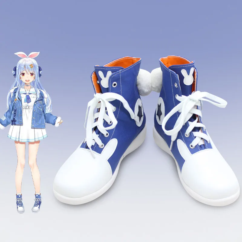 

Anime Vtuber Hololive Usada Pekora Cosplay Shoes Custom-made Blue White Boots Halloween Carnival Party Cosplay Accessories