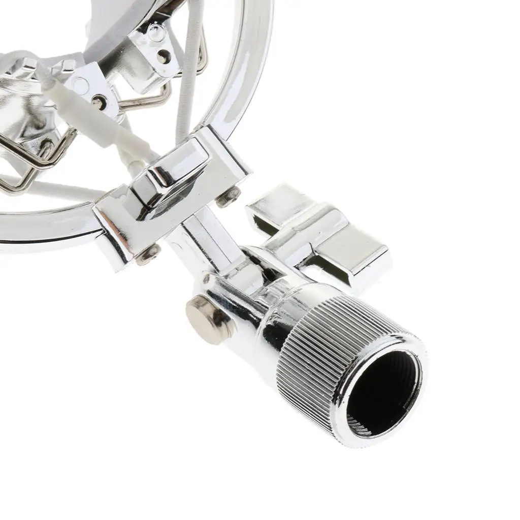 - 47mm Desktop Microphone Anti-Vibration Stand Shockproof Holder Silver Mic