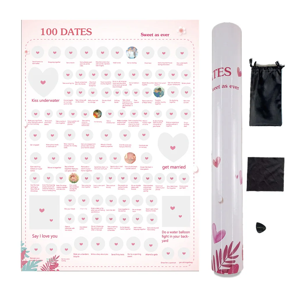 

100 Things Dates Husband and Wife Lovers Scratch Poster
