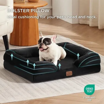 Jumbo Large Orthopedic Dog Bed Memory Foam Pet Sofa Couch Waterproof Elevated Cushion Warm Puppy Bolster Couch Removable Cover