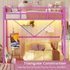 Twin Metal Loft Bed with LED Lights, Loft Bed Twin Size with Full-Length Guardrail &Clothes Rack, Heavy Duty Loft Beds Frame 4
