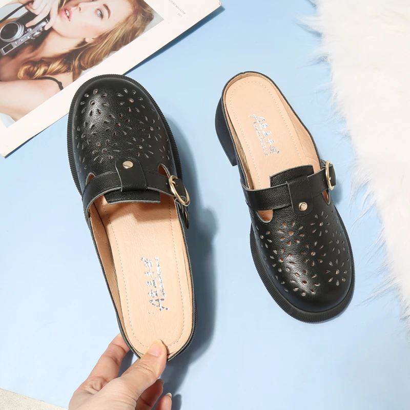 صنادل نسائية لصيف 2025 صنادل جلدية أصلية مريحة بكع...