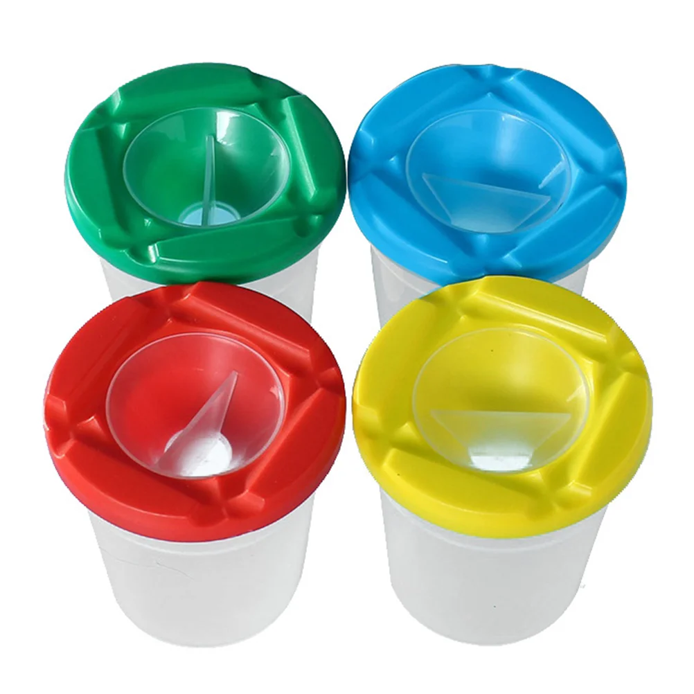 6 Pcs Spill Proof Kids Paint Cups Brush Washing Toning Supplies Child Watercolor 5
