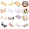 1:12 Dollhouse Miniature Wood Bed Bedroom Simulation Furniture Model Mini Doll Bed Doll Bedroom Doll House Furniture 1