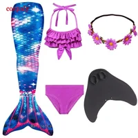 Kids Girls Swimming Mermaid Tail Mermaid Costume Cosplay Children Princess Party Fantasy Swimsuit Can Add Monofin Fin Xmas Gift