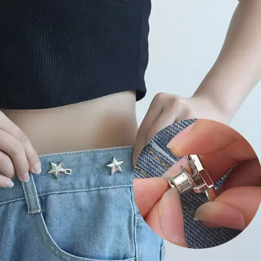 1pair Jeans Button Adjustable Clips for Pant Skirts Waist Tightener Buckle Snap Button Adjuster Pants Pin Retractable Button 2