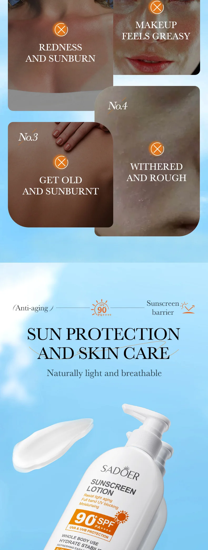 Feuchtigkeitsspendende Aloe Vera Und Vitamin E Sonnencreme Spf 90_voghion.com