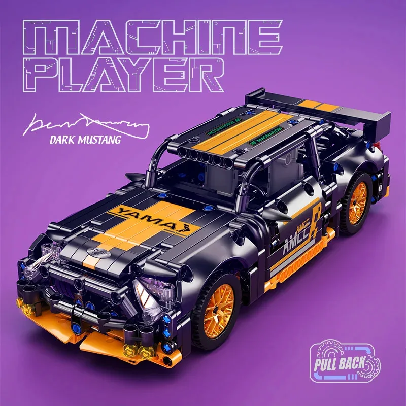 

Building Block City Car Mustang Model Super Car Technical Blocks Brick Toys Set bricks model car Compatible Lego
