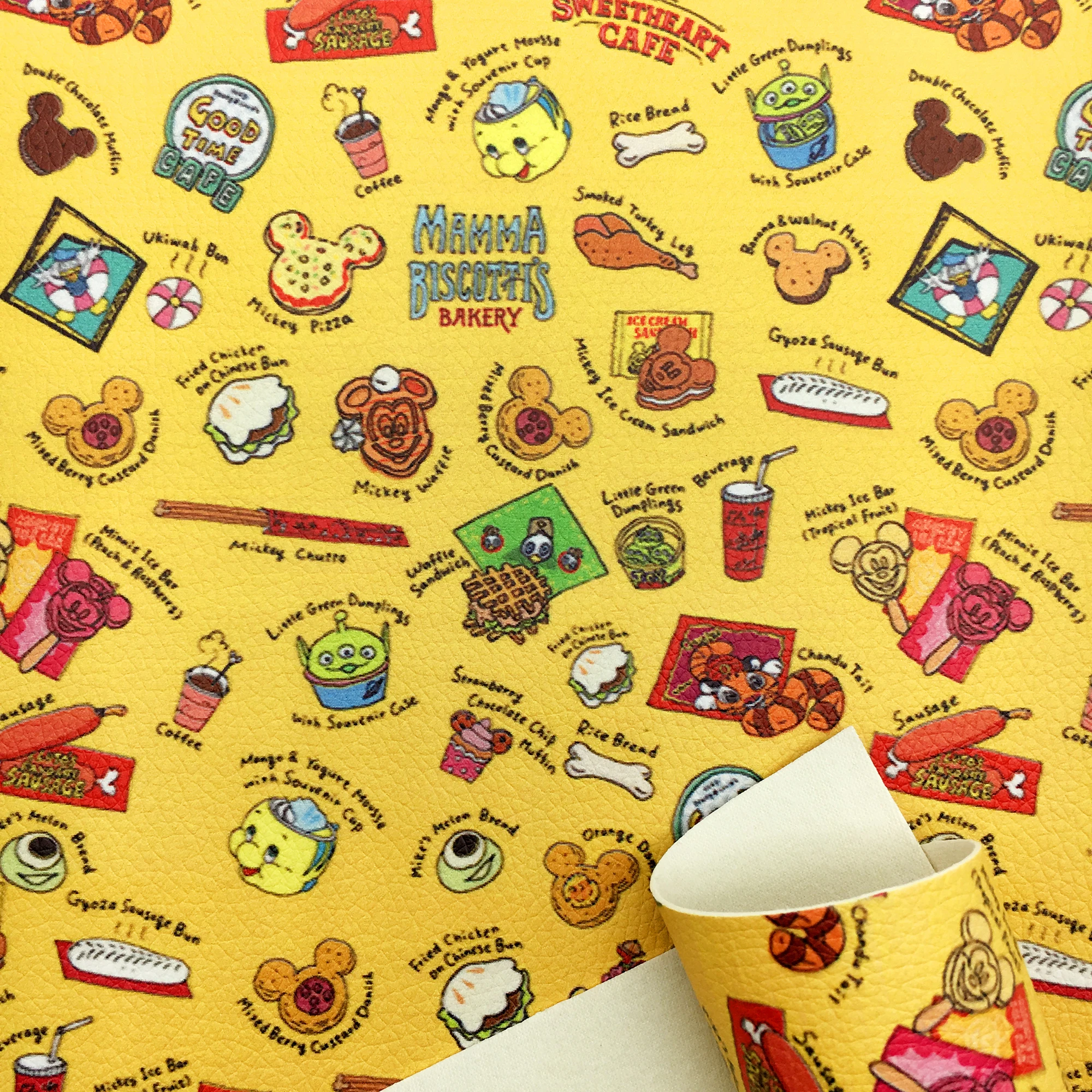 Disney Mickey Mouse 20*33cm Faux Leather Sheets Lychee Grain Synthetic Leather Fabric Sheet Making Earrings Bows Crafts Material