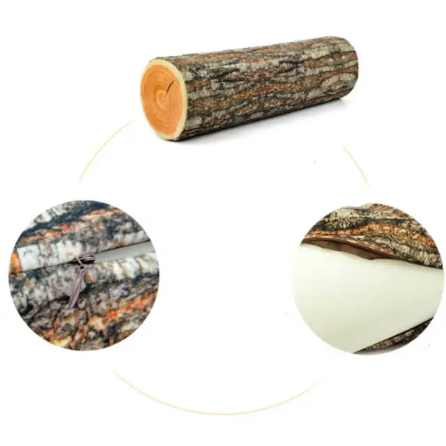 Coussin de souche créatif grand arbre de saule factice bloc de bois Texture de bûche forme cylindrique oreiller coussin canapé forme de souche ronde 6