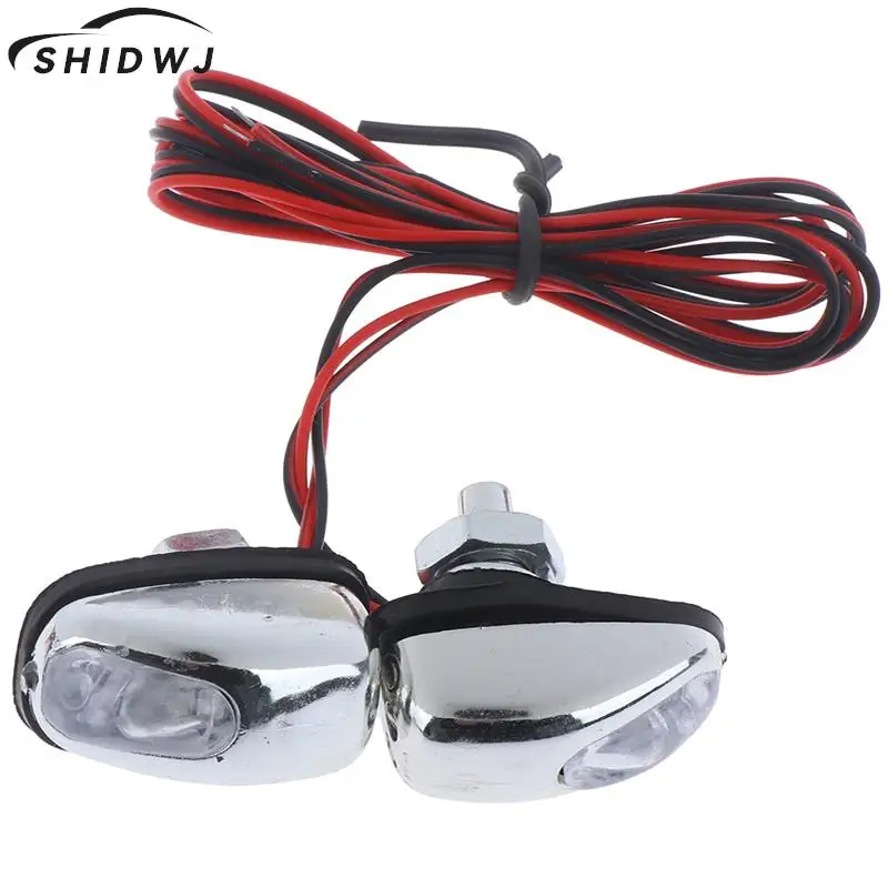 2Pcs LED Car Lights Accessories Windshield Washer Wiper Jet Water Spray Nozzle Spout