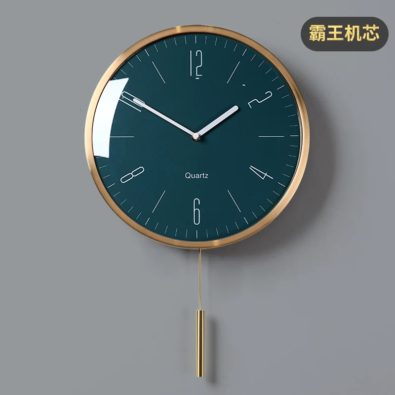 Gold Pendulum Metal Wall Clock Color:Green;Sheet Size:30X60CM