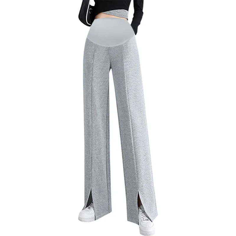 Spring Maternity Straight Pants Leg Splits High Waist Belly Trousers for Pregnant Women Casual Pregnancy women pants,maternity pants