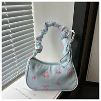 Sac en toile à fleurs douces et douces pour femmes, sac à bandoulière avec cordon de serrage, haute beauté, nœud à fleurs cassées, nouvelle collection 2025 4