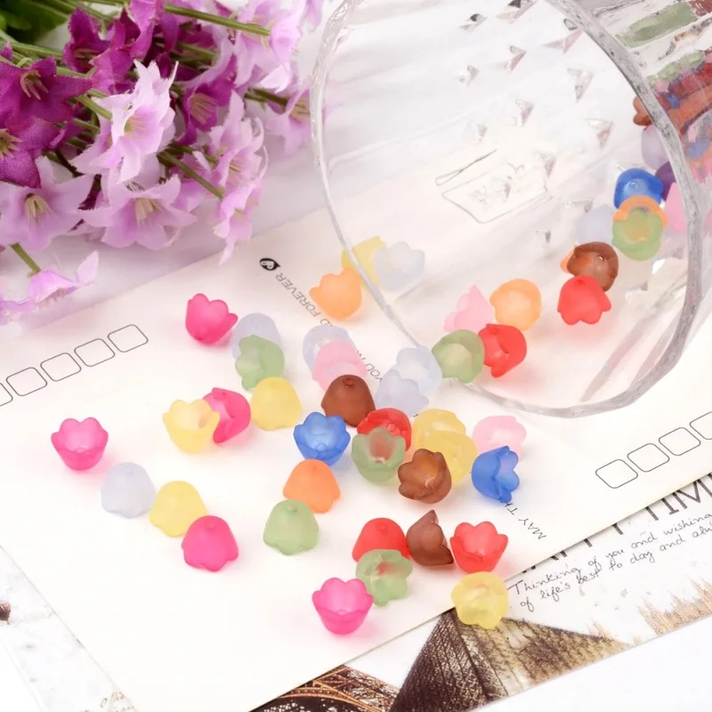 UR URLIFEHALL 50 tappi a forma di fiore in resina opaca, colore casuale, per realizzare gioielli fai da te