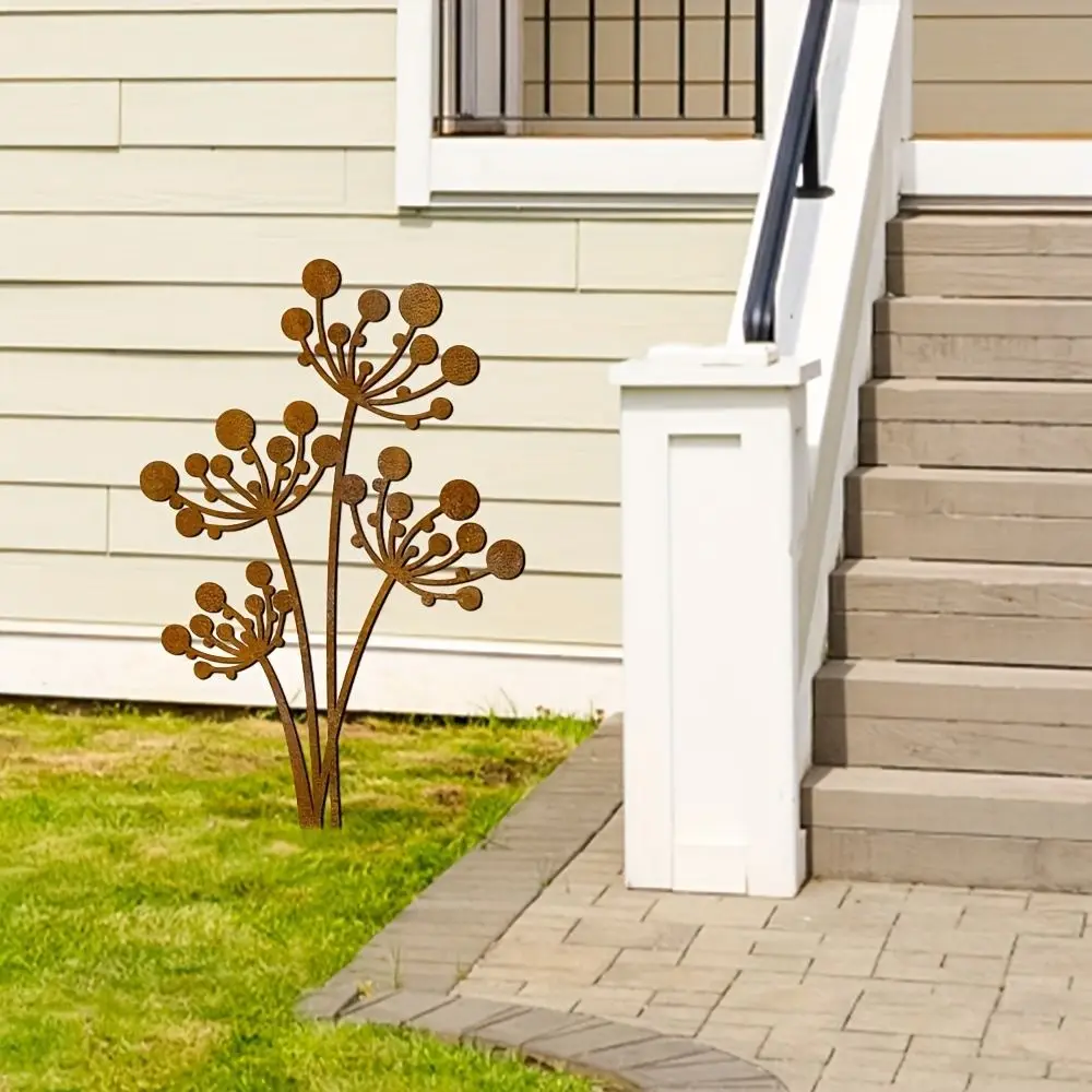 Description Picture 6 of itemCrafts Metal Decorative Rusty Stake Plant Shaped Antique Design Garden Pile Art Ground Stake Potted Plants