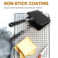 Grilled Sandwich Panini Maker,Bread Toast Breakfast Machine,Hot Sandwich Pan,Nonstick Aluminum Flip Pan,Kitchen Tool 2