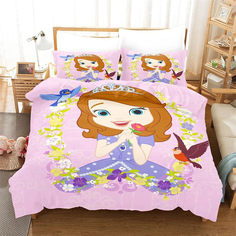 Jogo de cama estampado princesa disney 3d, conjunto capa de