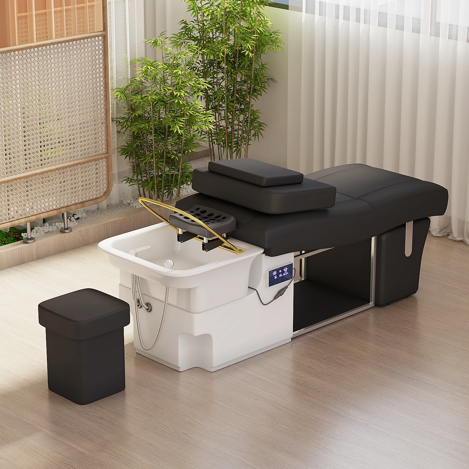 

Head Treatment Shampoo Bed Barber Shop Stainless Steel Intelligent Thermostatic Water Circulation Beauty Salon Massage Bed