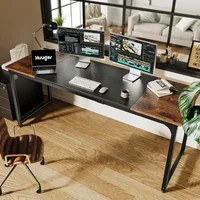 70 in Computer Desk with Storage, Work Desk for Home Office, Long Simple Desk, Large Legroom, Metal Frame, Writing Desk 1