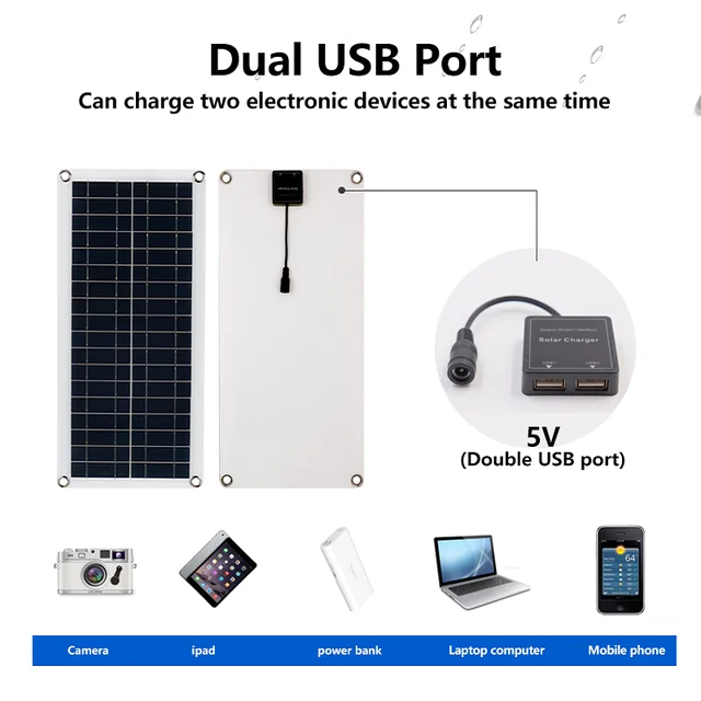 20W-1000W Solar Panel 12V Solar Cell 100A Controller Solar Panel for Phone RV Car MP3 PAD Charger Outdoor Battery Supply Camping 3