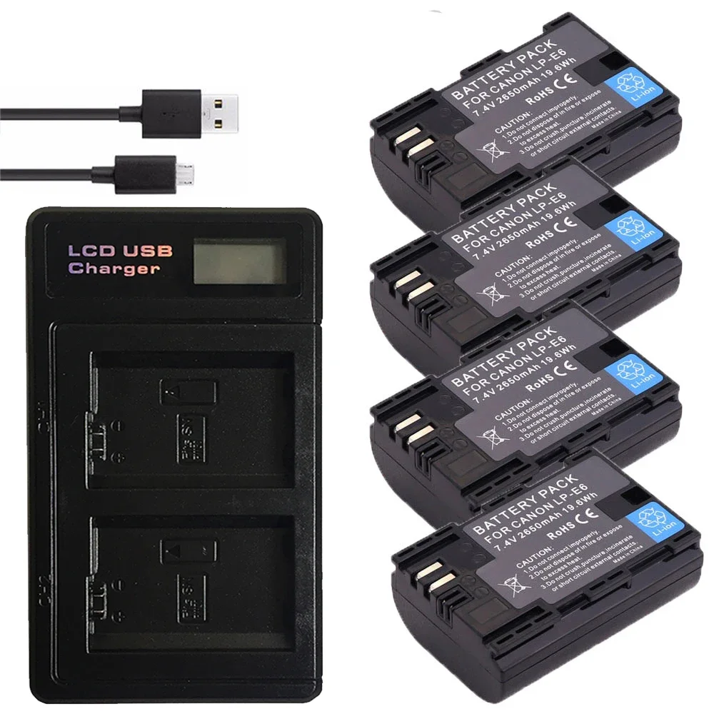 Batteria Per Fotocamera 2X2650Mah Lp-E6 Lp E6 Lpe6 Di Vendita Calda Per Canon 5D Mark Ii Iii 7D 60D Eos 6D 70D 80D Per Accessori Canon