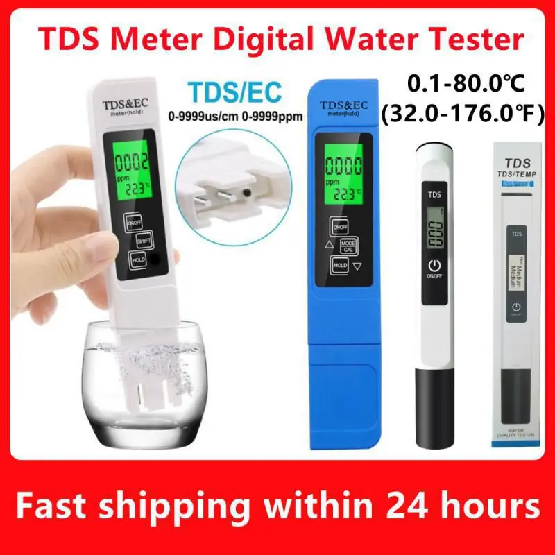 

TDS Meter Digital Water Tester 0-9990ppm Drinking Water Quality Analyzer Monitor Filter Rapid Test Aquarium Hydroponics Pools