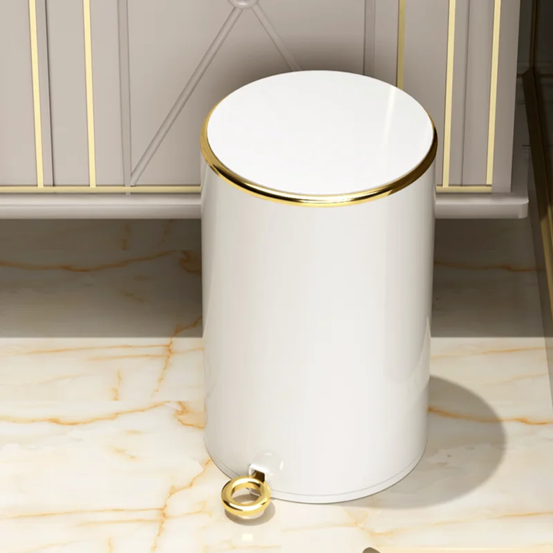 

Nordic Waste Bin Luxury Press Can Cubo Household Creative Trash Can Stainless Steel Kitchen Trashbin Living Room Garbage Can