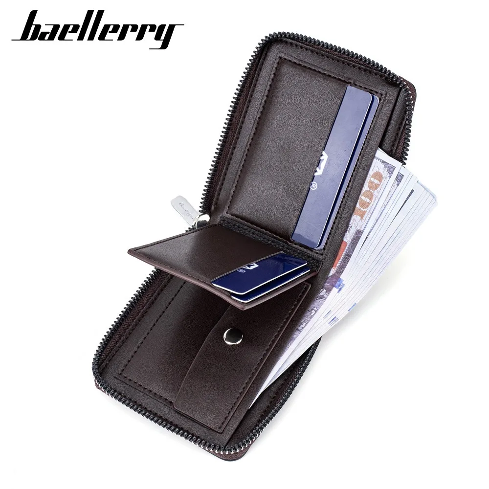 Baellerry RfID Blocking Long Wallet for Men, Anti-Theft PU Leather with 6 Card Organizer & Coin Zipper, Business