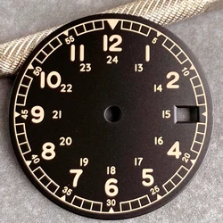Sterile Salmon Black White Watch Dial with Arabic Numerals and Hands - Premium DIY Watch Accessory (Only B dial)