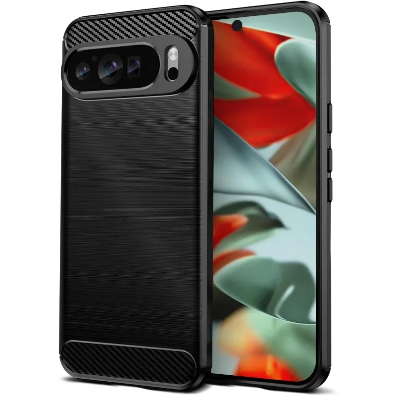 Sleek Carbon Fiber TPU Rubber Shockproof Slim Case with Wireless Charging Support