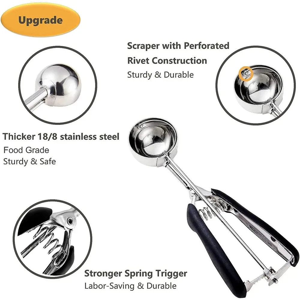 Stainless Steel Ice Cream Scoop Small Medium Large for Melon Ball Dough Baking Multipurpose Cookie