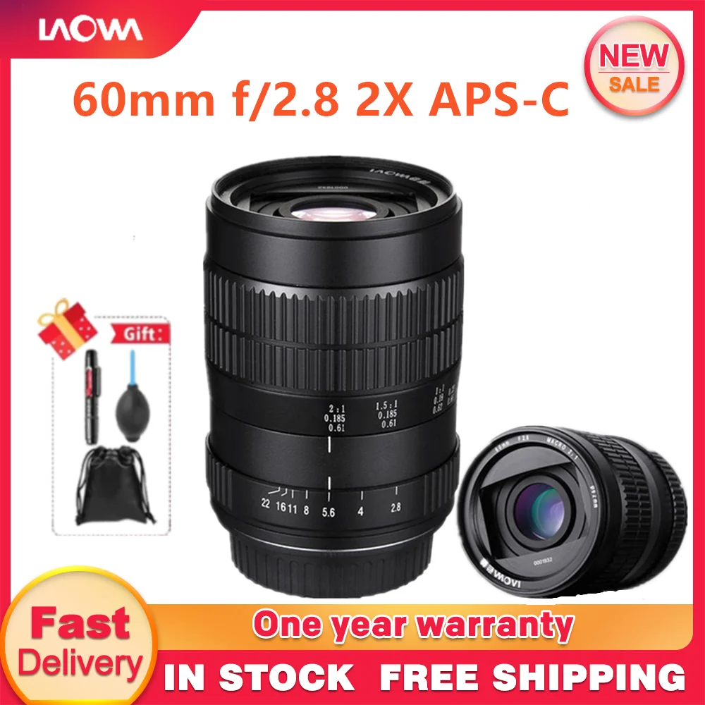 Venus Optics Laowa 수동 울트라 매크로 렌즈, 니콘 F 캐논 EF 펜탁스 K  A EFocus 렌즈용, f/2.8 2X APS-C 포맷, 60mm