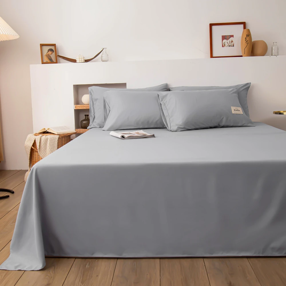 Drap plat uni pour lit double, draps de dessus de document solides ...