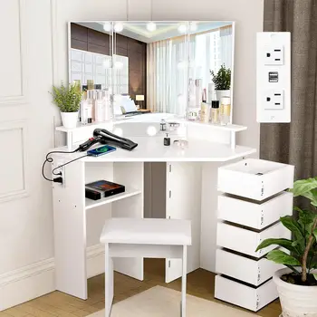 Corner Makeup Vanity Desk 9