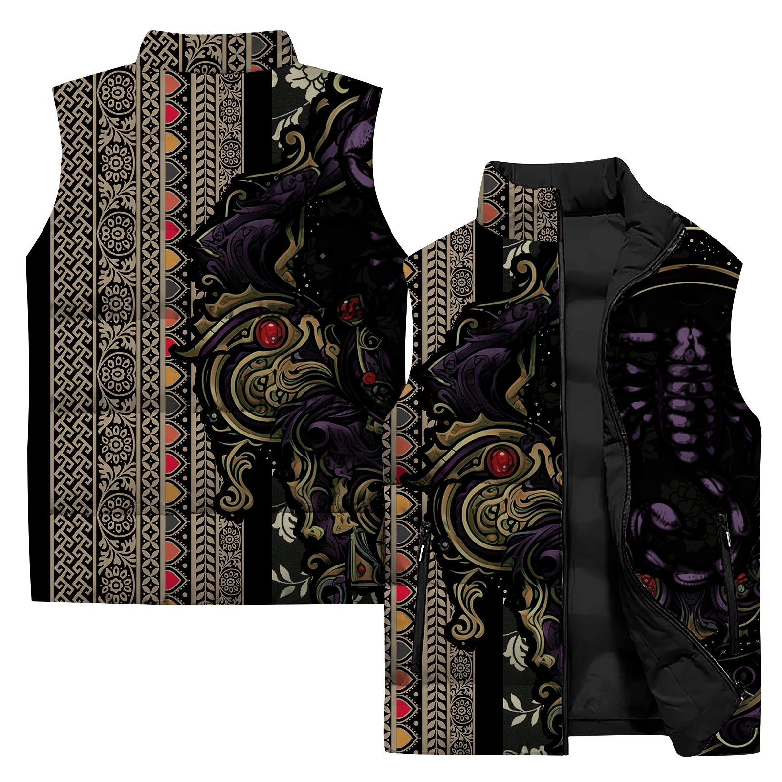 thumbnail image 1 of Chaleco con estampados personalizados de moda para hombre, chaleco de algodón grueso y resistente al frío, ropa masculina moderna y versátil, chalecos para hombre, 1 of 5