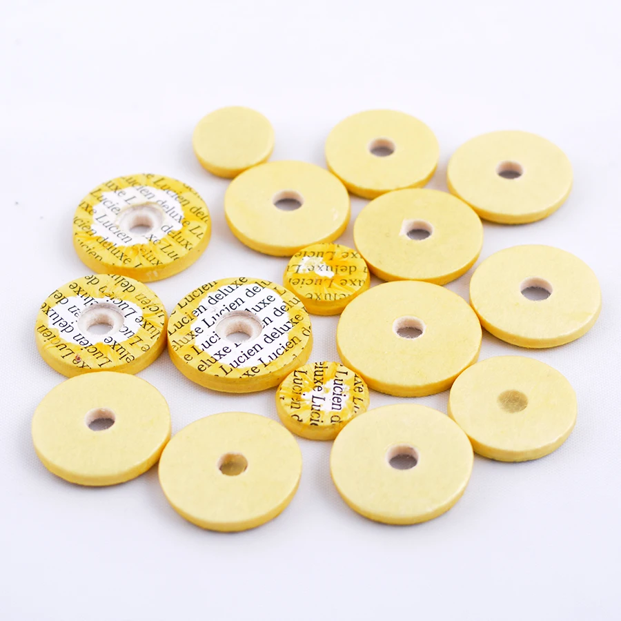 Flute Pads Yellow Different Sizes Flute Music Woodwind Pads Repair Accessory Genuine Leather Part 16pcs