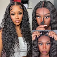 Perruque Lace Closure Wig sans colle Remy naturelle, Deep Wave, 6x4 5x5, densité 180, en vente, pour femmes africaines 2