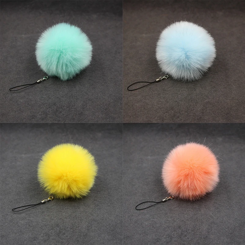 Furry Ball Keychain Cute Faux Fur Pom Plush Hairball Soft Decor Pompoms Fluffy Bag Charms Pendant Keyring Phone Rope Accessories