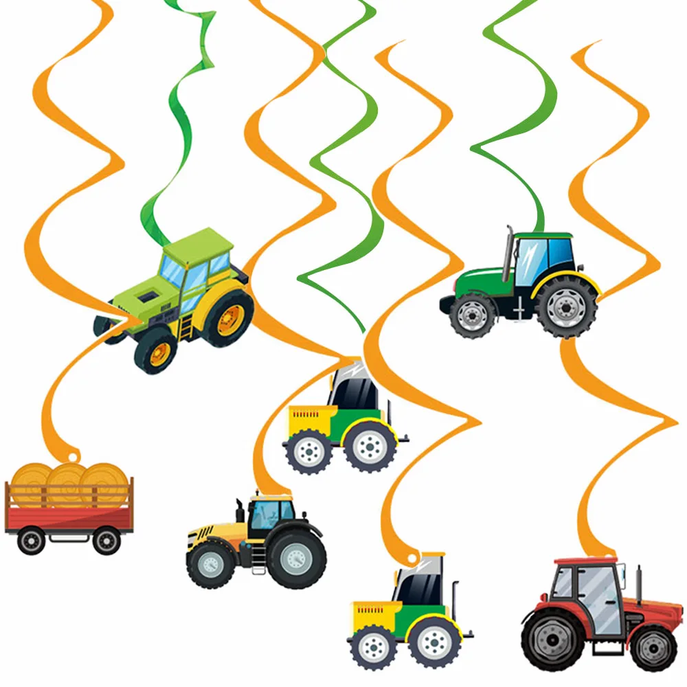 Traktor-Geburtstagsparty-Deko: Hängende Wirbel, Grüne Traktor-Themen-Dekorationen für Kinder, Babyparty, Bauernhof-Geburtstag