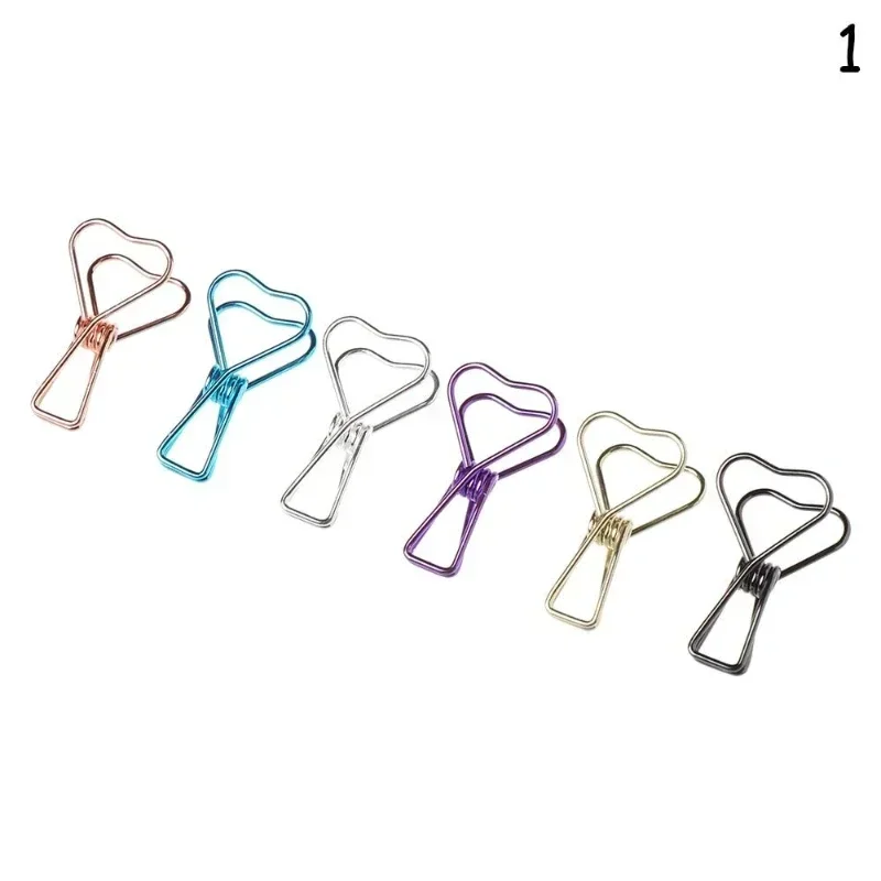6PCs Set Hollowed Out Metal Binder Clip Long Tail Office Book Folder Paper Organizer