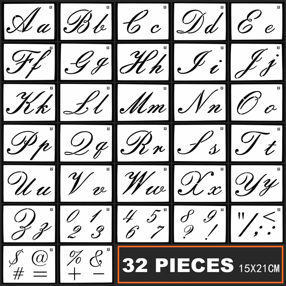 Pochoirs de superposition de lettres de l'alphabet A5, peinture murale  bricolage, coloriage de scrapbooking, modèle décoratif d'album de gaufrage,  lot de 32 pièces - AliExpress, image size:960x960
