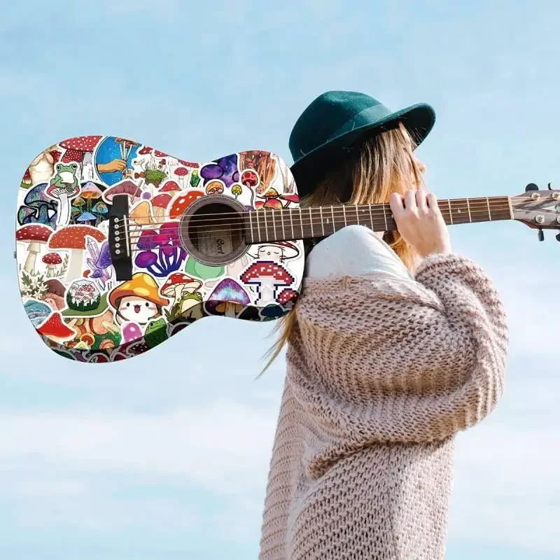 50pcs 귀여운 버섯 스티커 어린이를위한 비닐 방수 개구리 데칼 학생 십대 노트북 물병 스케이트 보드 전화 수하물