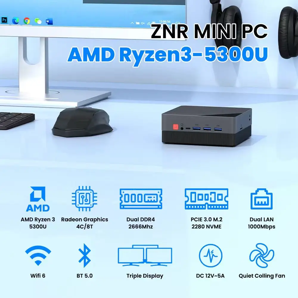ZXIPC AMD Ryzen7 5800H 4800H 4300U Mini PC Computer Gaming Pocket