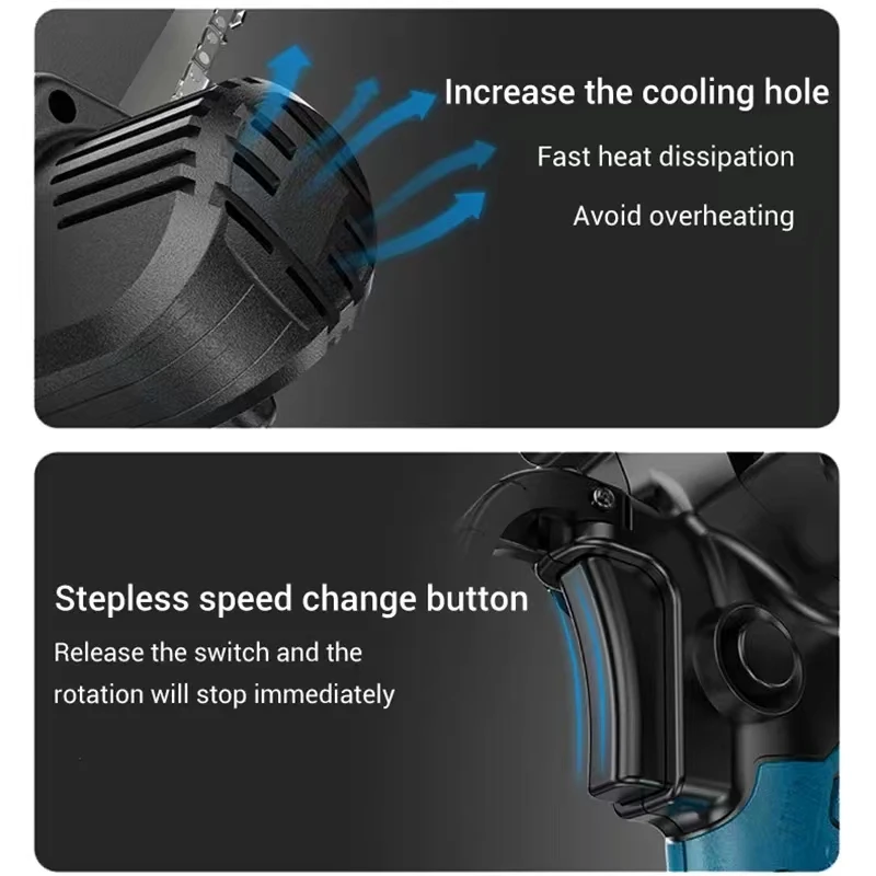 8 Inch Electric Chain Saw Handheld Portable Chainsaw Tree Wood Cutter Pruning Garden Power Tool Compatible Makita 18V Battery 3