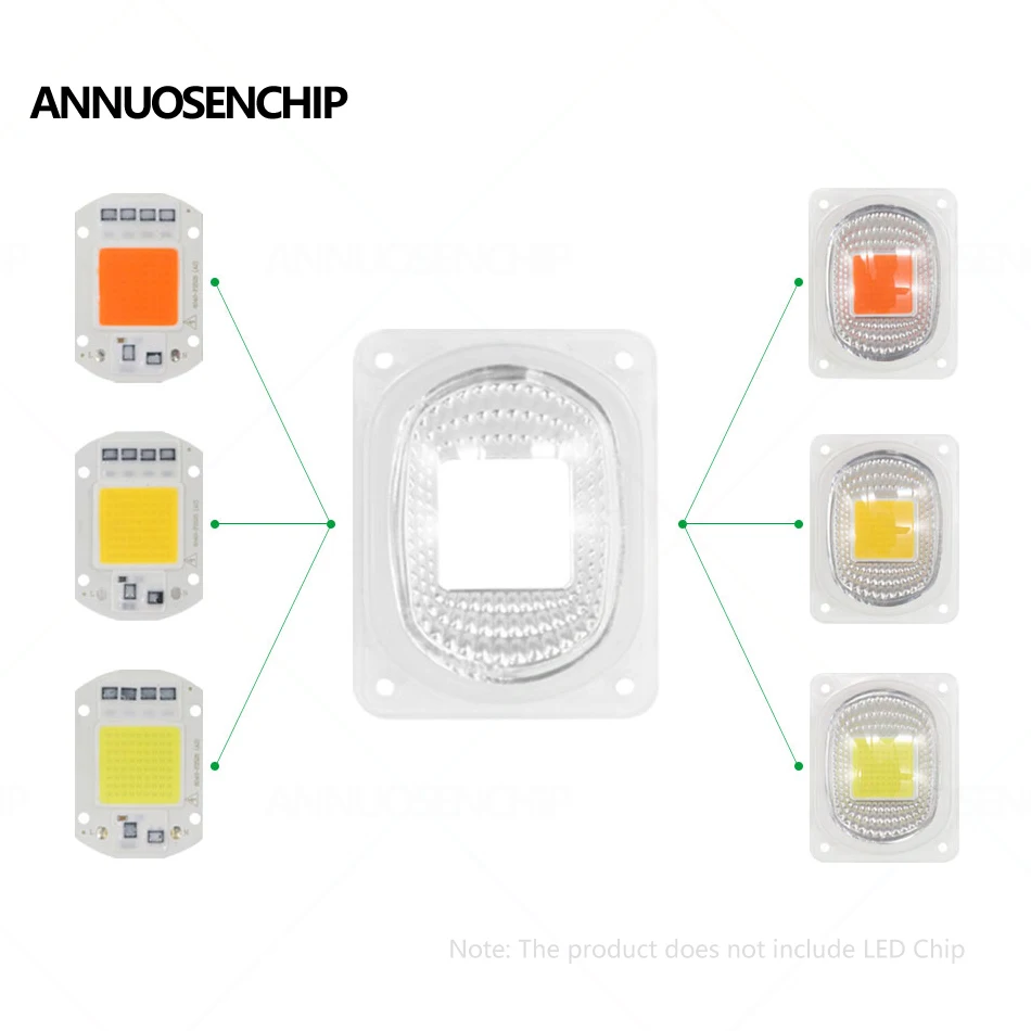 120&deg; LED COB Light PC Lens Reflector Lamp shade Kit Waterproof Sealed Silicone Ring for 20W 30W 50W 100W LED Chip Floodlight DIY