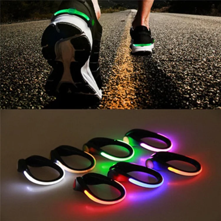 Night Running Outdoor Sports Gear Reflective LED Clip On Shoe Safety Glow Light 