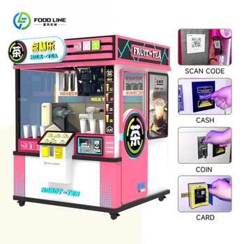 Per il centro commerciale All'ingrosso Cafe Robot Tè al latte fresco Distributore automatico di caffè caldo freddo con braccio robot Distributore automatico di attrezzature per tè a bolle