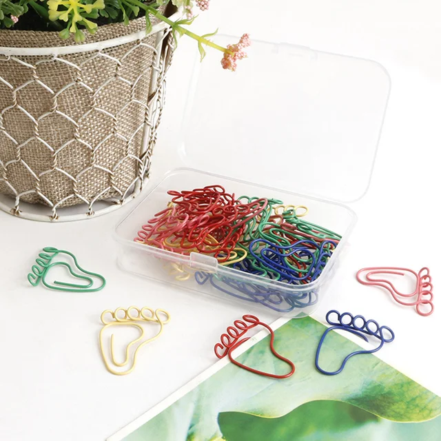 Little Feet Paper Clip Paperclips Office Kids Party Decoration Supplies Footprint Shaped Bookmarks Metal 6